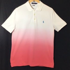🔅SALE🔅 Ralph Lauren Polo shirt, Classic fit medium, ombré watermelon/white